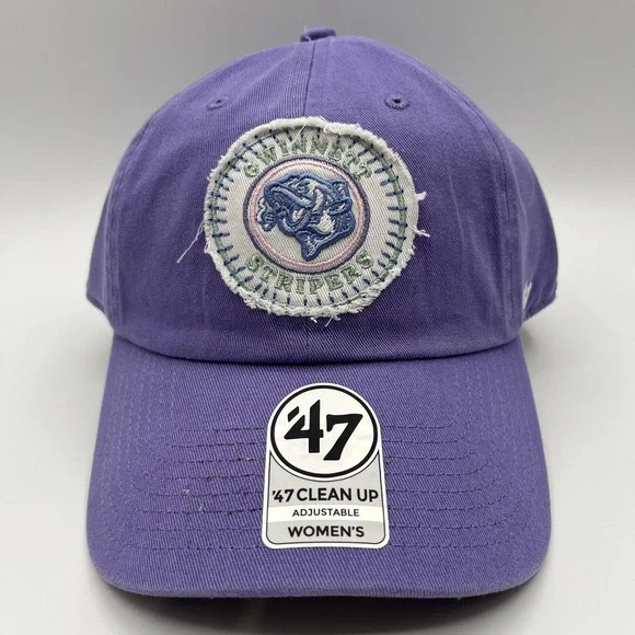 Gwinnett Stripers Hat Cap Strap Back Womens One Size Purple MLB 47 Brand NEW - Picture 2 of 8